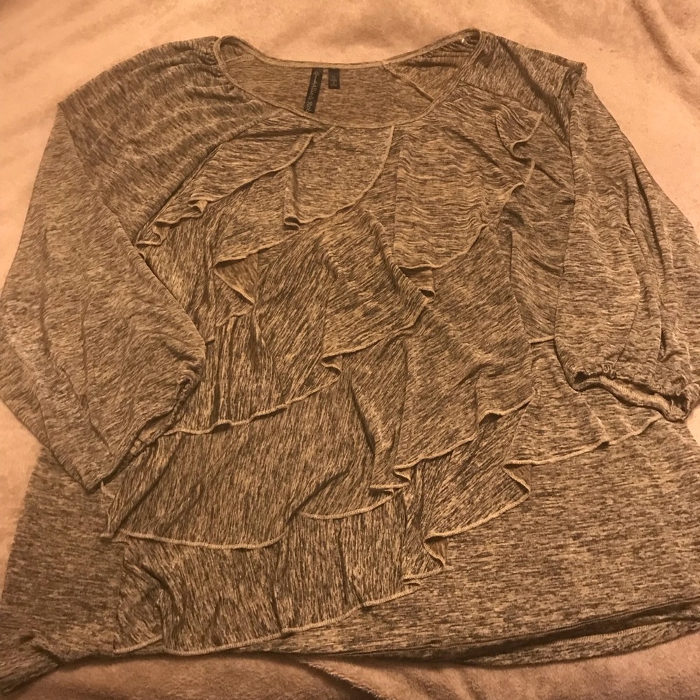 Ruffled Gold & Black Blouse